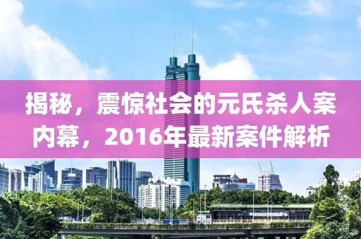 揭秘，震驚社會的元氏殺人案內(nèi)幕，2016年最新案件解析