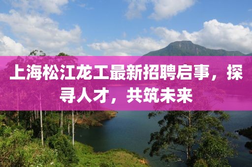 上海松江龍工最新招聘啟事，探尋人才，共筑未來(lái)