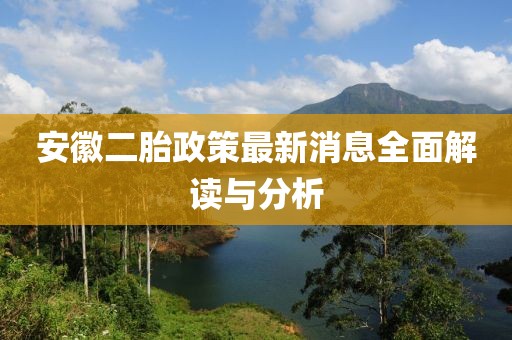安徽二胎政策最新消息全面解讀與分析