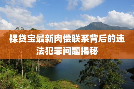 裸貸寶最新肉償聯(lián)系背后的違法犯罪問(wèn)題揭秘