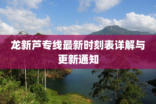 龍新蘆專線最新時刻表詳解與更新通知