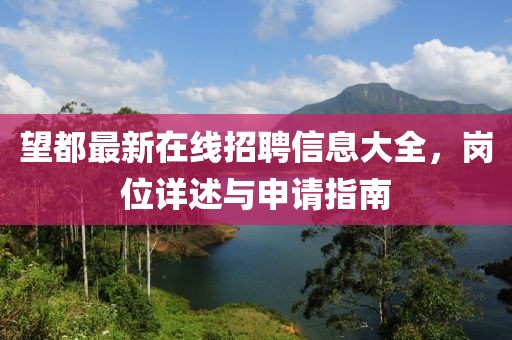 望都最新在線招聘信息大全，崗位詳述與申請(qǐng)指南