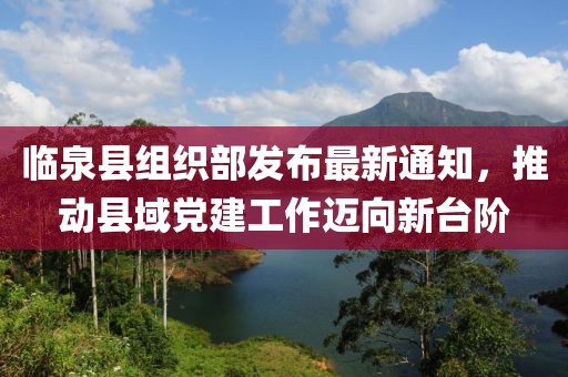臨泉縣組織部發(fā)布最新通知，推動縣域黨建工作邁向新臺階