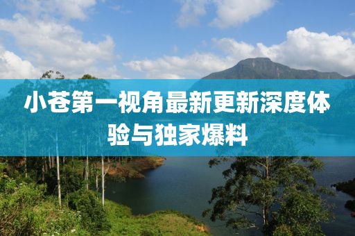 小蒼第一視角最新更新深度體驗與獨家爆料