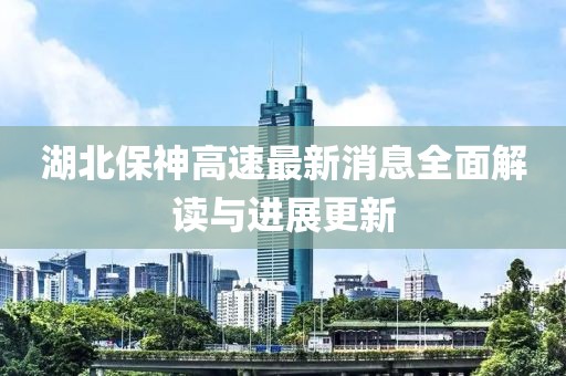 湖北保神高速最新消息全面解讀與進展更新