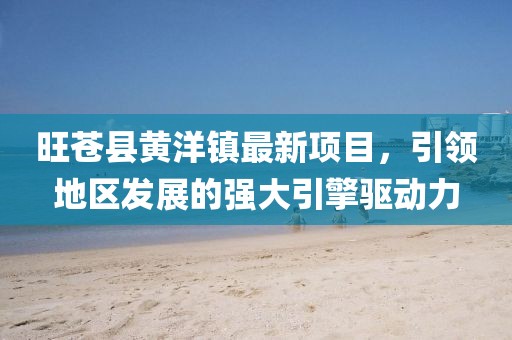 旺蒼縣黃洋鎮(zhèn)最新項(xiàng)目，引領(lǐng)地區(qū)發(fā)展的強(qiáng)大引擎驅(qū)動(dòng)力