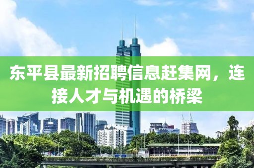 東平縣最新招聘信息趕集網(wǎng)，連接人才與機(jī)遇的橋梁