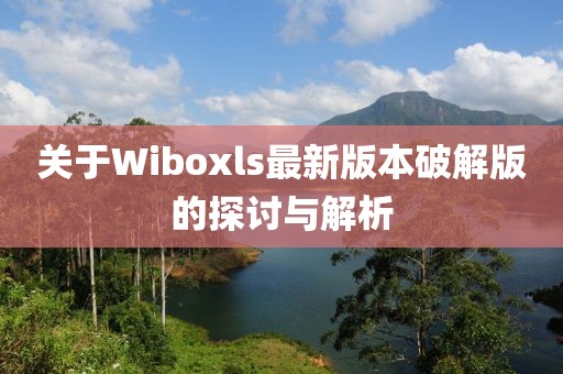 關(guān)于Wiboxls最新版本破解版的探討與解析