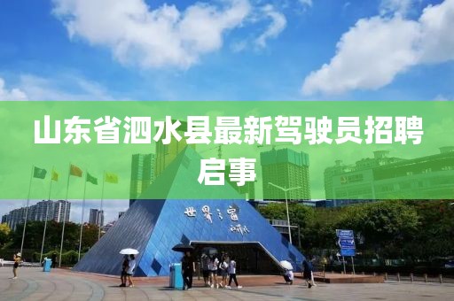 山東省泗水縣最新駕駛員招聘啟事