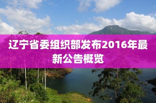 遼寧省委組織部發(fā)布2016年最新公告概覽