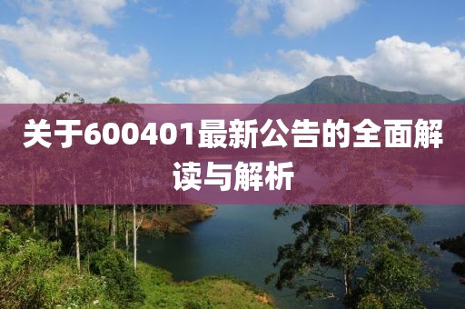 關(guān)于600401最新公告的全面解讀與解析
