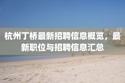 杭州丁橋最新招聘信息概覽，最新職位與招聘信息匯總