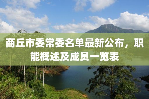 商丘市委常委名單最新公布，職能概述及成員一覽表