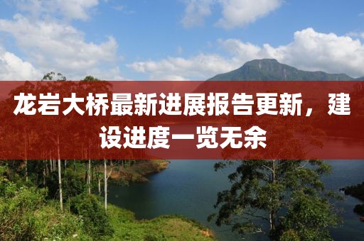 龍巖大橋最新進(jìn)展報(bào)告更新，建設(shè)進(jìn)度一覽無(wú)余