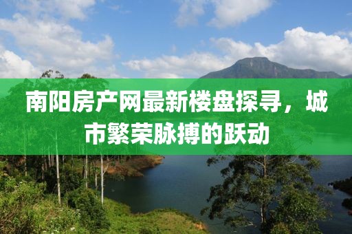 南陽(yáng)房產(chǎn)網(wǎng)最新樓盤(pán)探尋，城市繁榮脈搏的躍動(dòng)