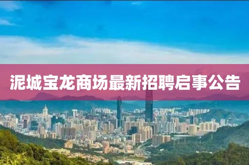 泥城寶龍商場最新招聘啟事公告