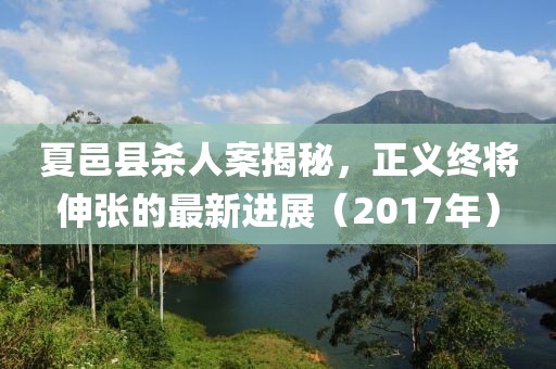 夏邑縣殺人案揭秘，正義終將伸張的最新進展（2017年）